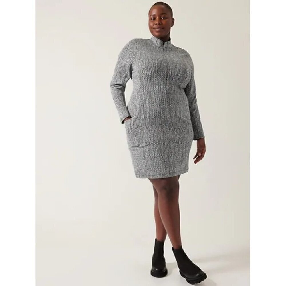 Athleta Delancey Textured Dress Black & White 3X